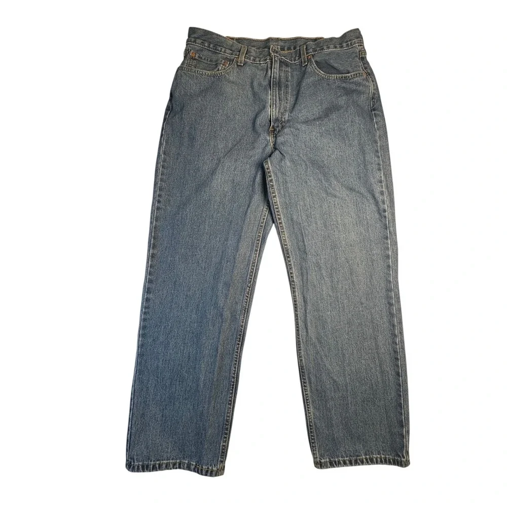 Levi's 550 Relaxed Fit Jeans Men's 38x30 Light Wash Blue Denim Blank Red‎ Tab